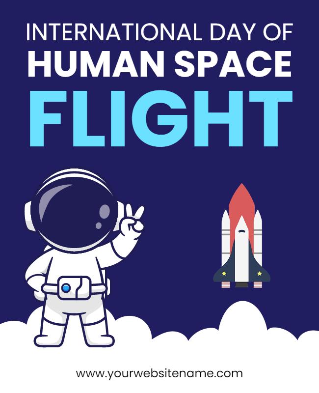 Vibrant Space-Themed International Day of Human Flight Poster Template