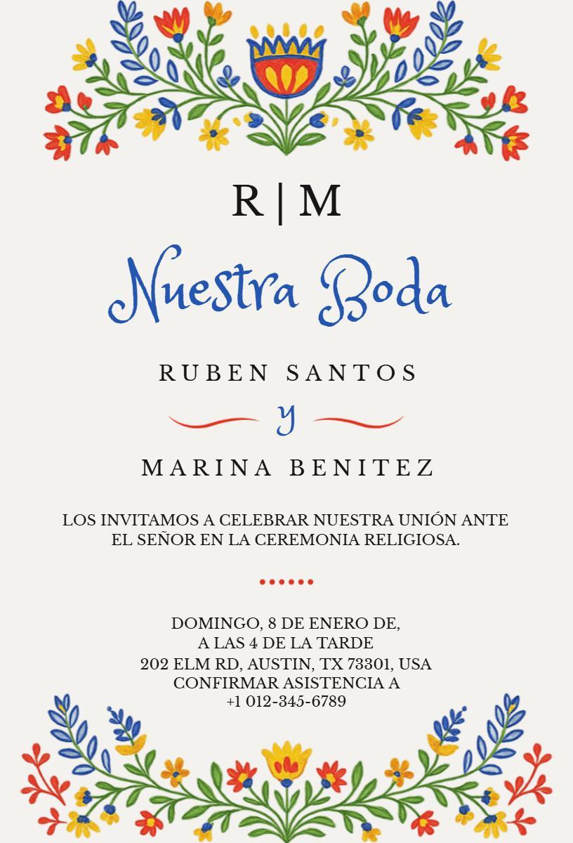 Vibrant Spanish Cultural Wedding Celebration Invitation Template