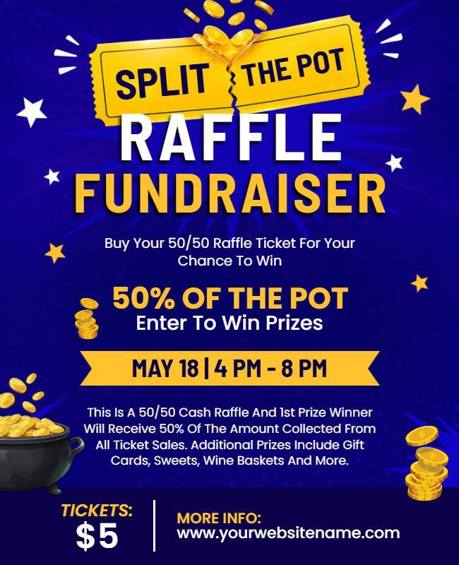 Vibrant Split the Pot Raffle Promotion Poster Template