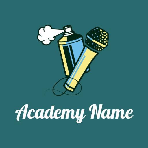 Vibrant Spray Paint and Microphone for Hip Hop Academy Logo Template