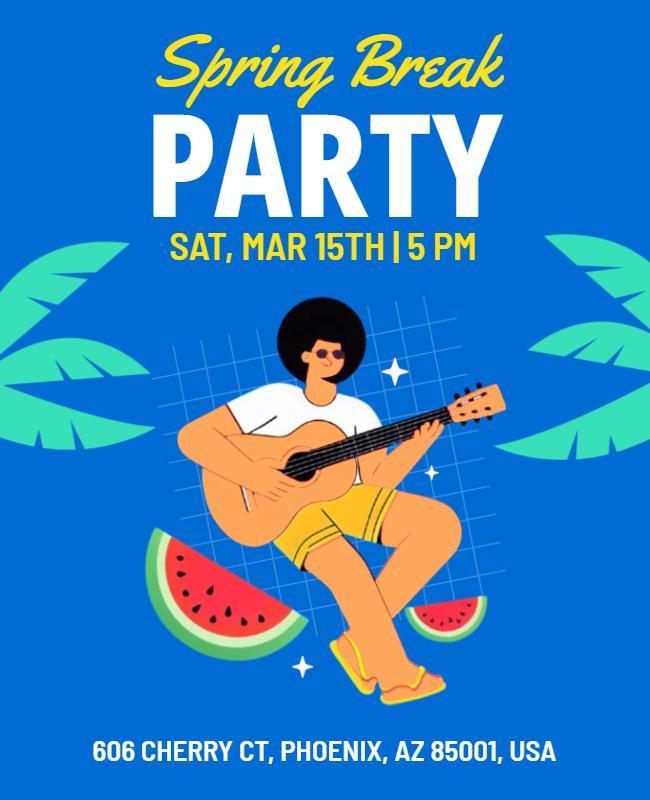Vibrant Spring Break Beach Party Poster Template