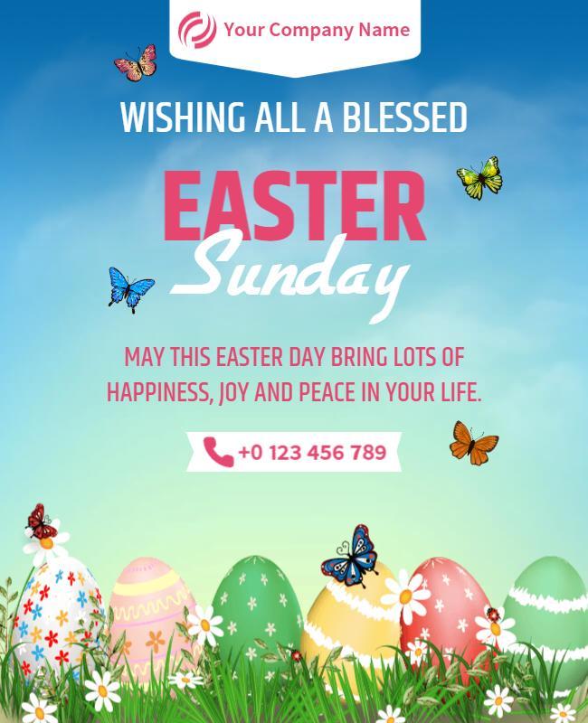 Vibrant Spring Easter Celebration with Colorful Eggs Poster Template