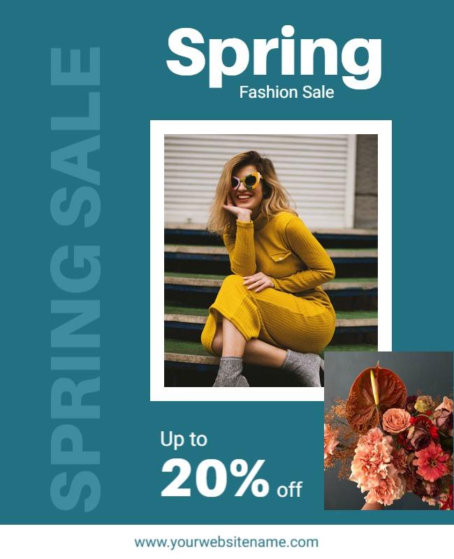 Vibrant Spring Fashion Sale with Floral Accents Poster Template