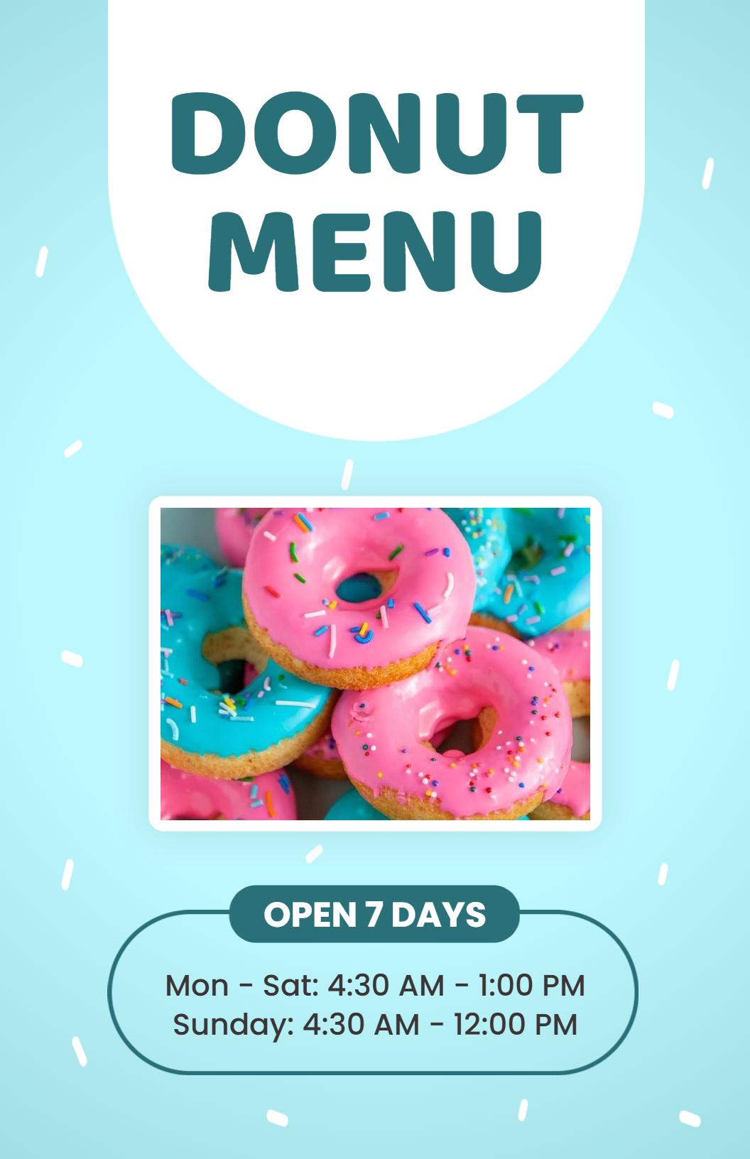 Vibrant Sprinkle Donut Menu Template