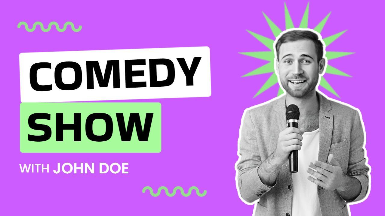Vibrant Stand-Up Performance Comedy YouTube Thumbnail Template