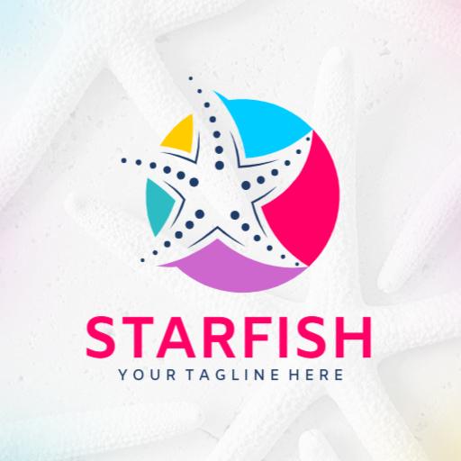 Vibrant Starfish Design with Colorful Beach Elements Logo Template