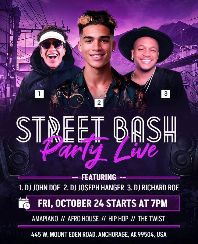 Vibrant Street Bash Party Live Music Event Poster Template