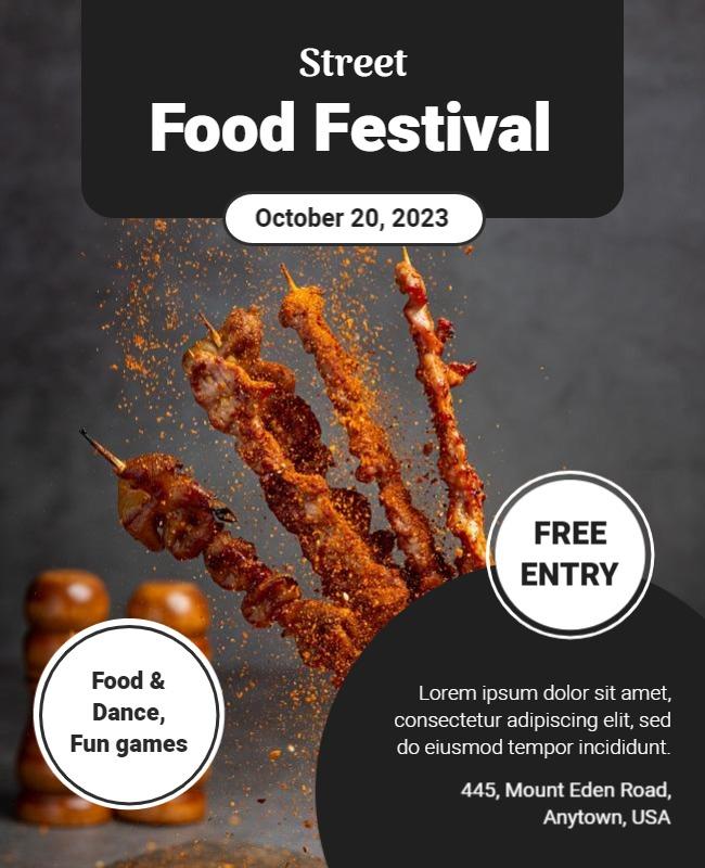 Vibrant Street Food Festival with Dance and Games Poster Template