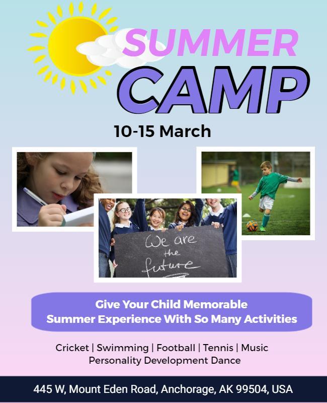 Vibrant Summer Camp Activities for Kids Poster Template