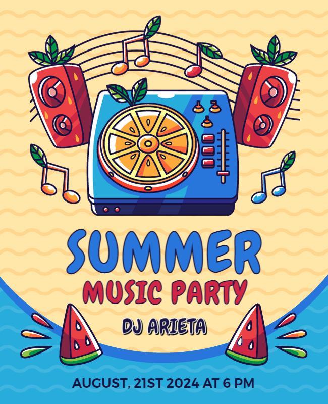 Vibrant Summer Music Party with DJ Arieta Poster Template