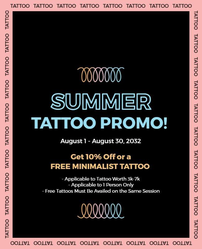 Vibrant Summer Tattoo Promotion with Minimalist Offer Poster Template