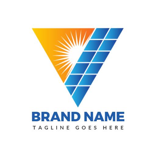 Vibrant Sun and Blue Solar Panel Design for Energy Logo Template
