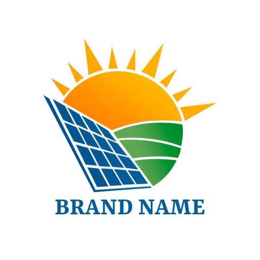 Vibrant Sun and Solar Panels Showcasing Renewable Energy Logo Template