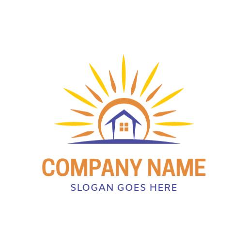 Vibrant Sun Rays Behind a Cozy Home for Solarium Logo Template