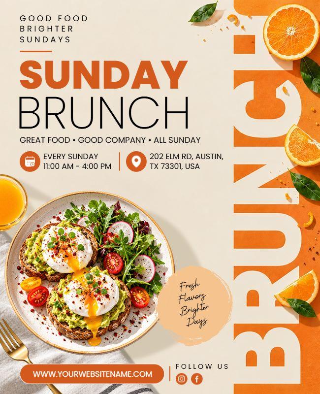 Vibrant Sunday Brunch Gathering Flyer Template