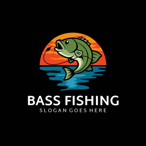 Vibrant Sunset and Bass Highlighting Fishing Adventures Logo Template