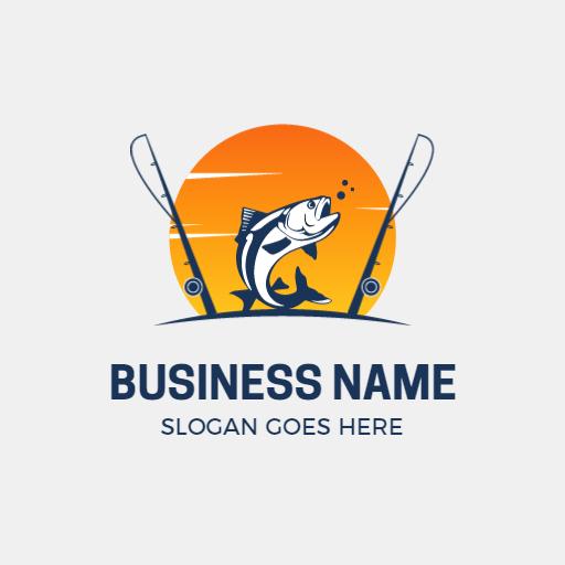 Vibrant Sunset and Fishing Scene with Catch Logo Template