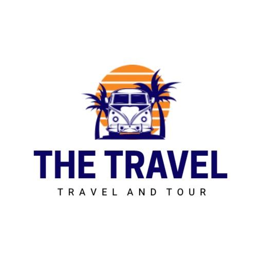Vibrant Sunset and Tropical Palm Elements Travel Logo Template