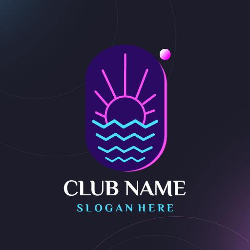 Vibrant Sunset and Waves Create Nightclub Atmosphere Logo Template