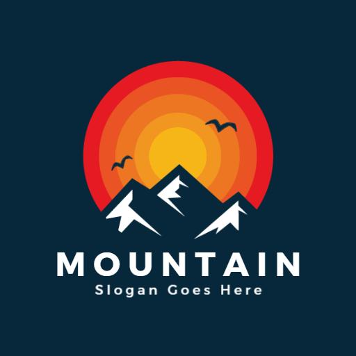 Vibrant Sunset Behind Majestic Mountain Landscape Logo Template