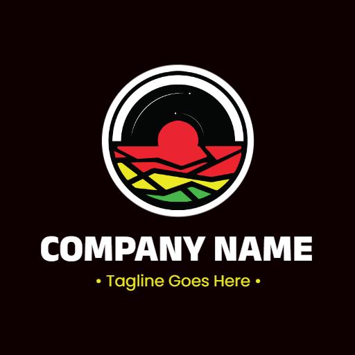 Vibrant Sunset Over Mountains Symbolizing Reggae Music Logo Template