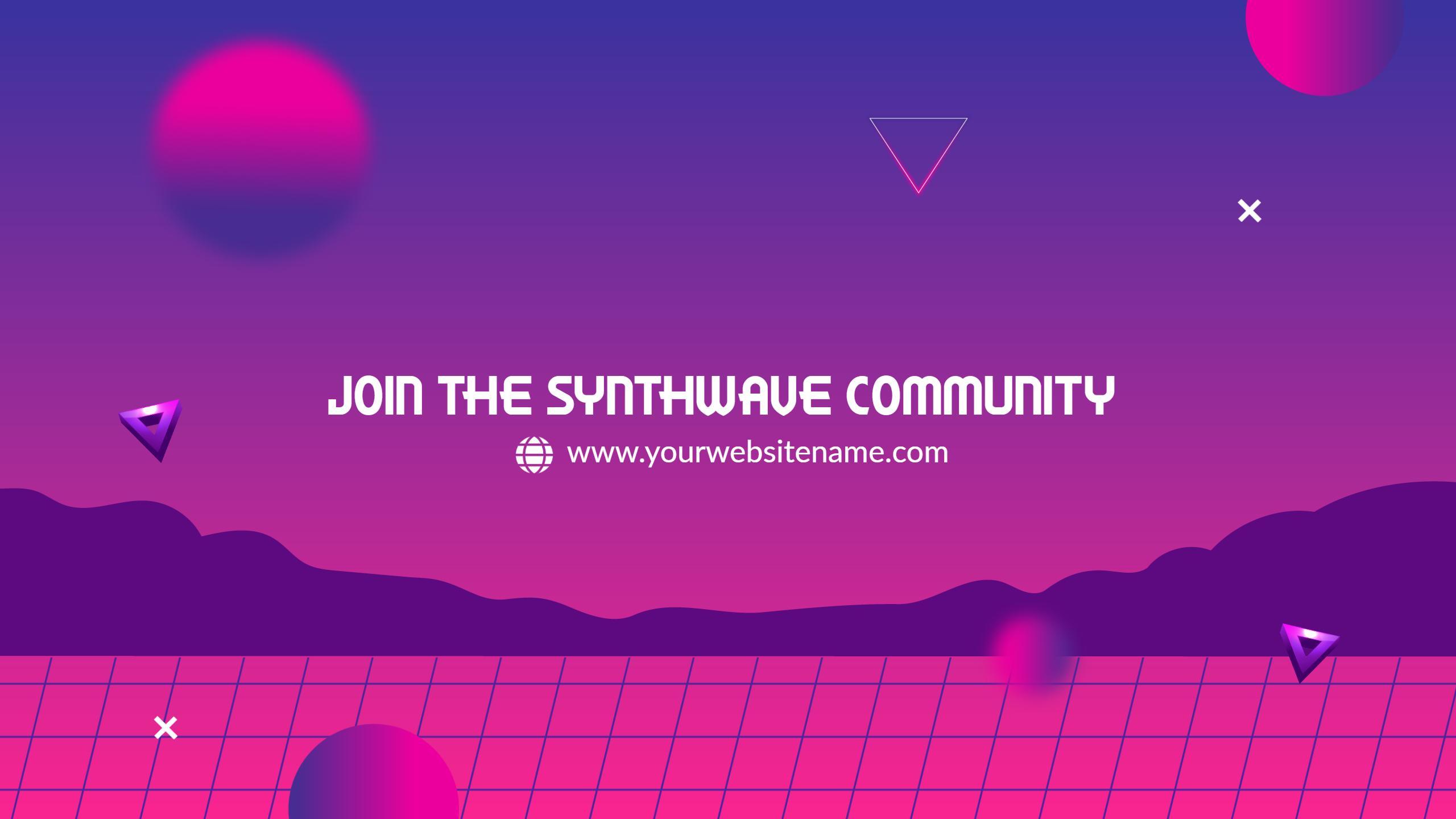 Vibrant Synthwave Aesthetic with Purple and Pink YouTube Banner Template