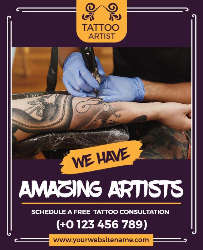Vibrant Tattoo Artistry Promotion Consultation Poster Template