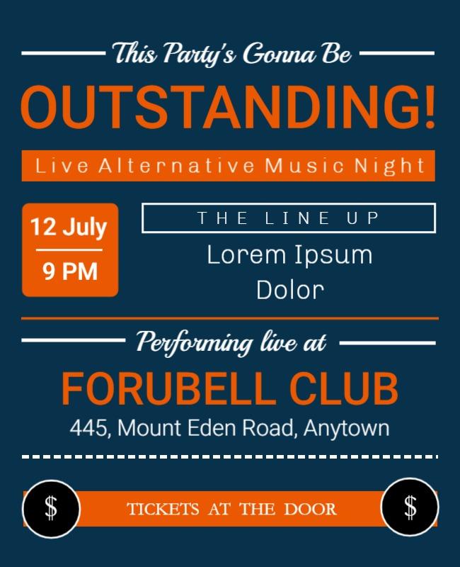 Vibrant Teal Alternative Music Night Concert Poster Template