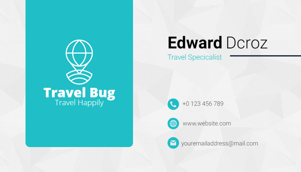 Vibrant Teal Travel Adventure Specialist Business Card Template