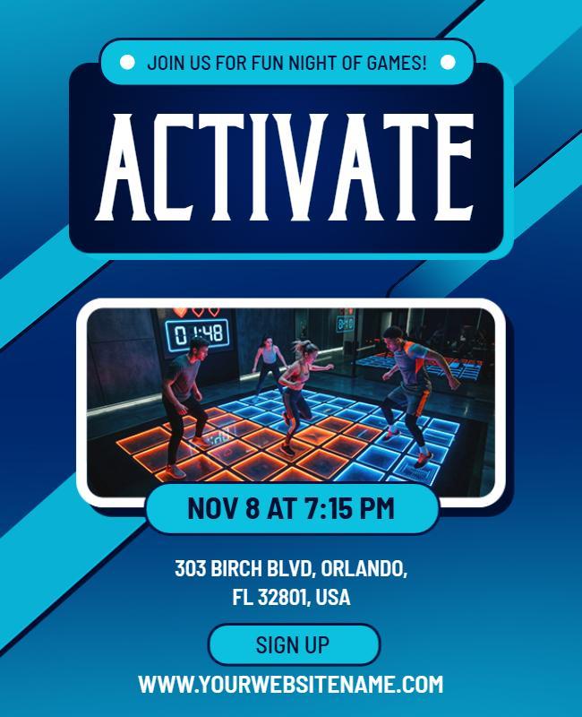 Vibrant Tech-Themed Active Gaming Night Flyer Template
