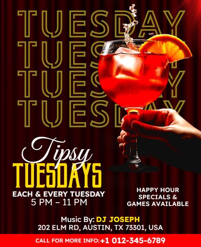 Vibrant Tipsy Tuesdays Party Flyer Template