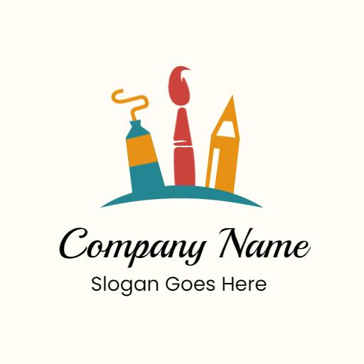 Vibrant Tools of the Trade Depicting Artistic Drawing Logo Template