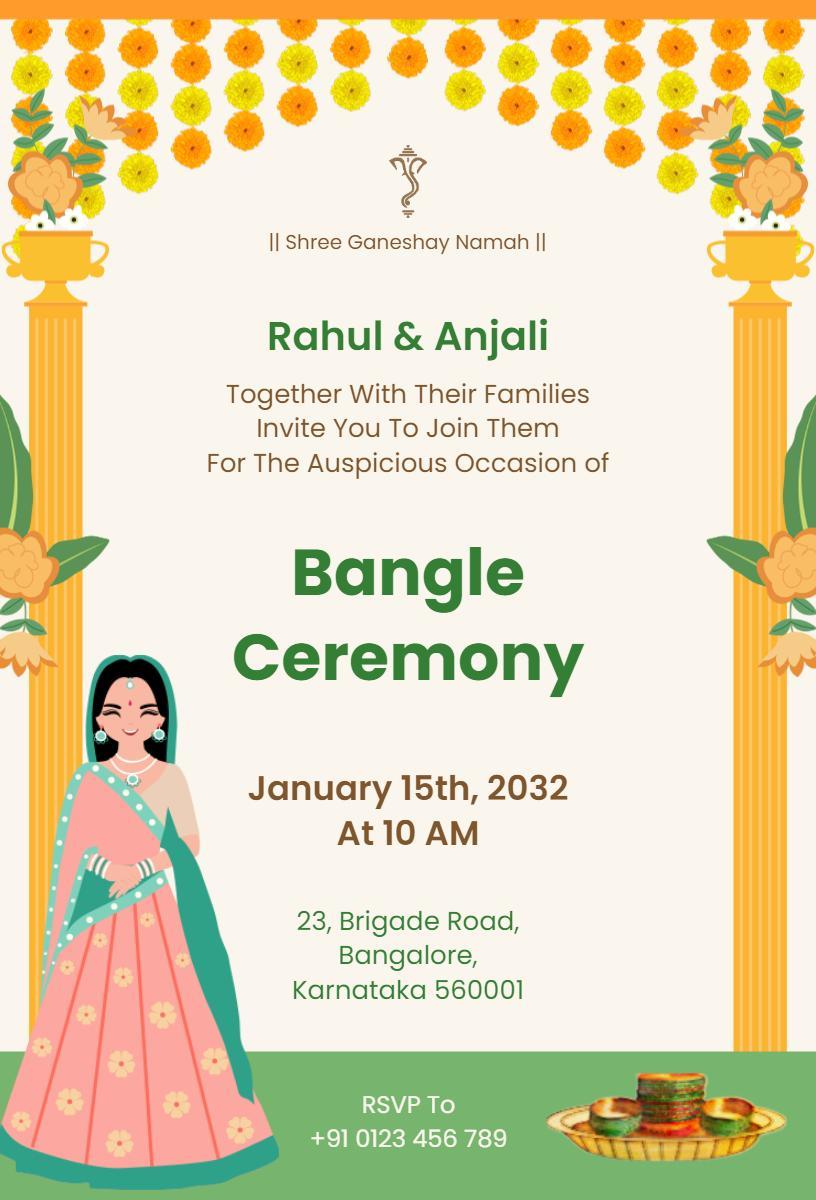 Vibrant Traditional Bangle Ceremony Celebration Invitation Template
