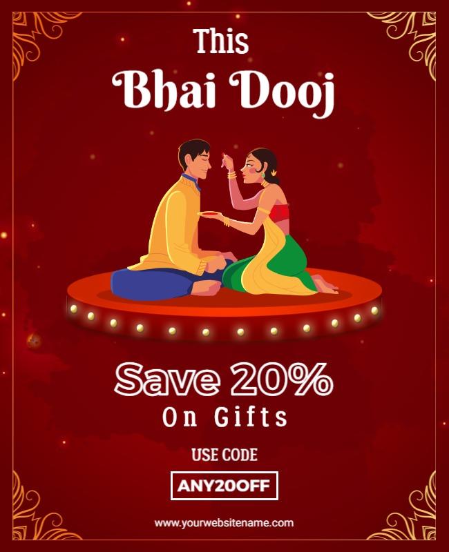 Vibrant Traditional Bhai Dooj Celebration Gifts Flyer Template