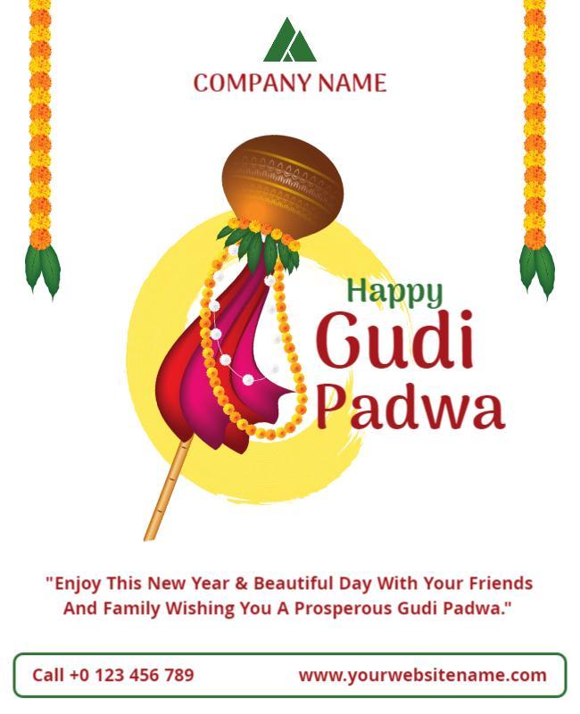 Vibrant Traditional Gudi Padwa Festival Celebration Flyer Template