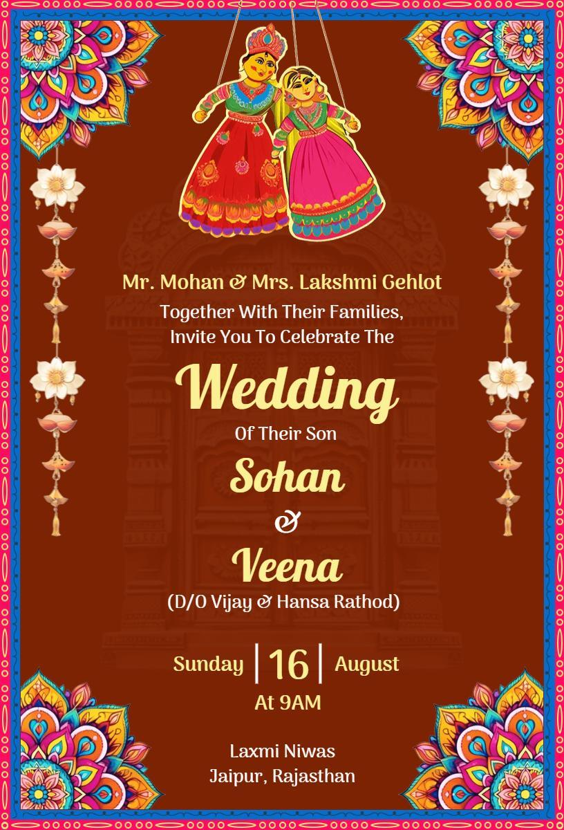 Vibrant Traditional Indian Wedding Celebration Invitation Template