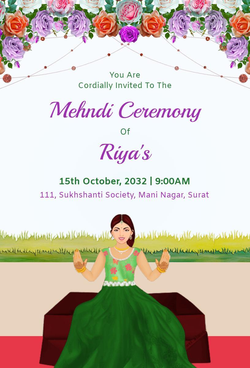 Vibrant Traditional Mehndi Ceremony Celebration Invitation Template