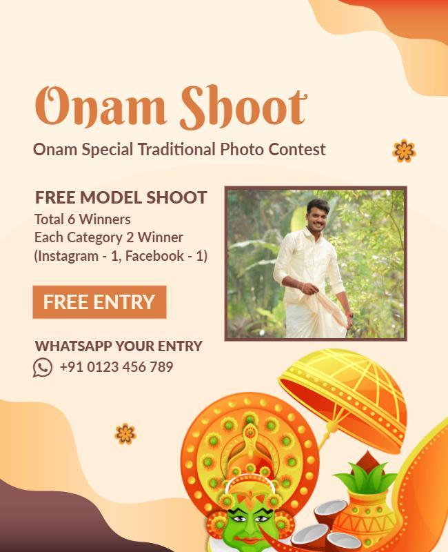 Vibrant Traditional Onam Festival Photo Contest Poster Template