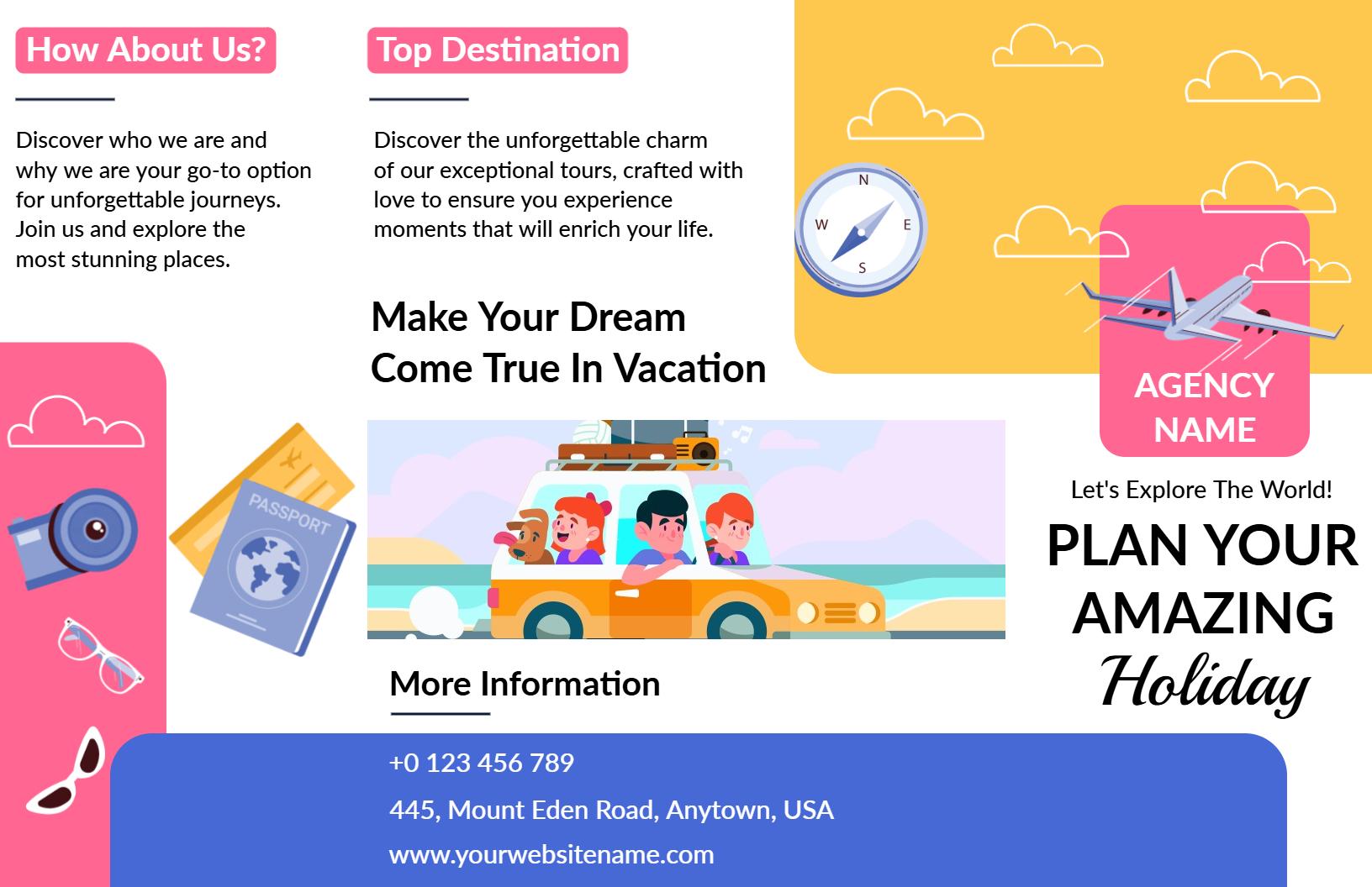 Vibrant Travel Adventure Holiday Planning Brochure Template