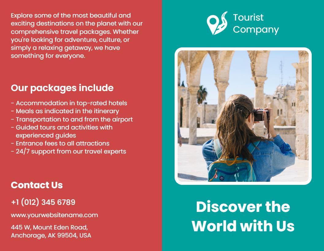 Vibrant Travel Adventure Package Discover the World Brochure Template