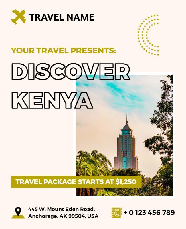 Vibrant Travel Adventure to Discover Kenya Poster Template