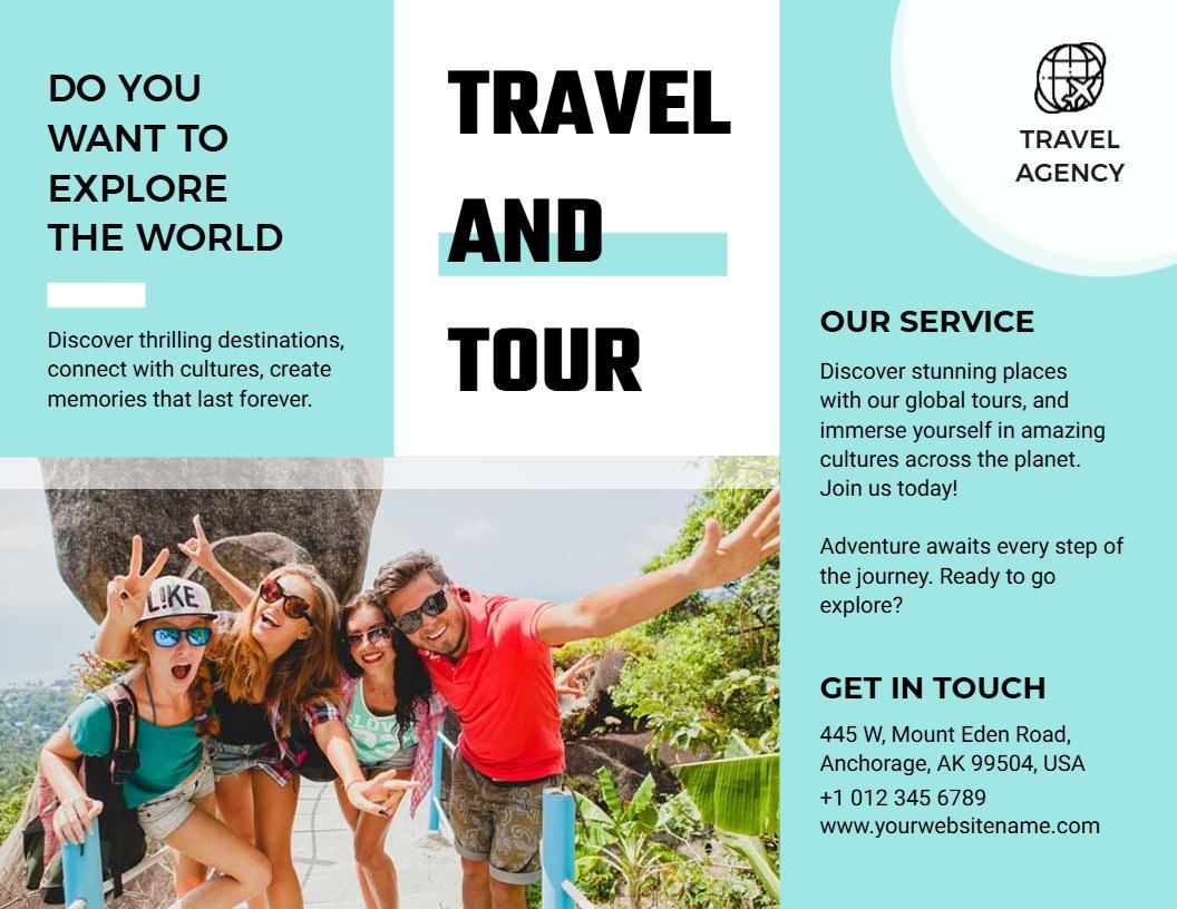 Vibrant Travel Agency Explore the World Tourist Brochure Template