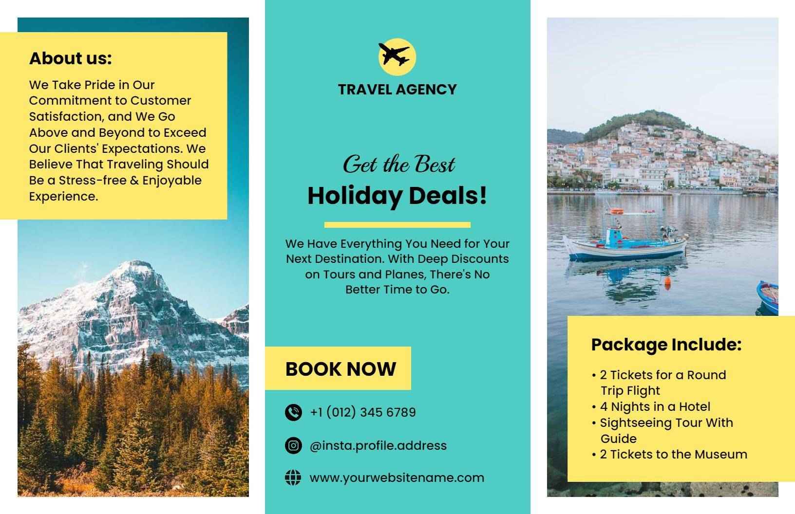 Vibrant Travel Agency Holiday Deals and Package Brochure Template