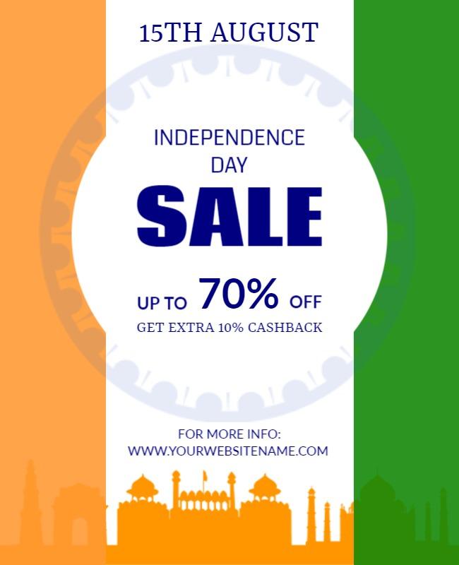 Vibrant Tricolor Independence Day Sale Poster Template