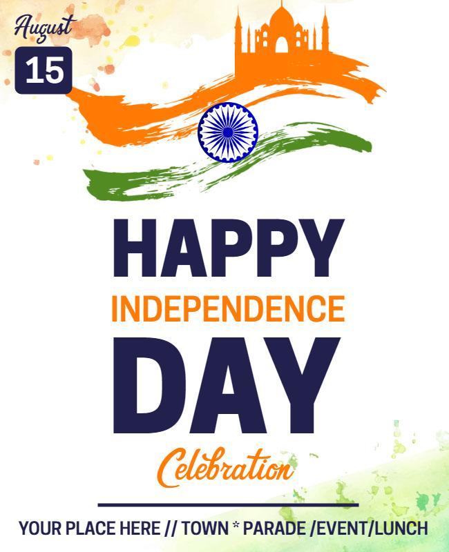 Vibrant Tricolor India Independence Day Celebration Flyer Template