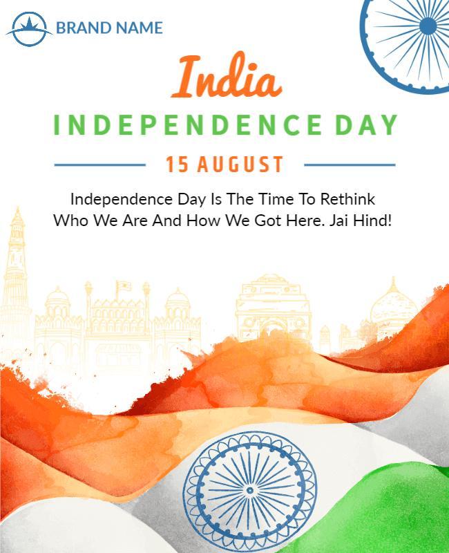 Vibrant Tricolor Indian Independence Day Celebration Flyer Template