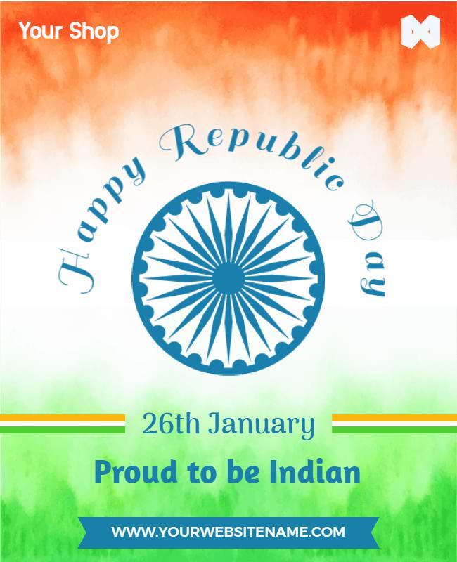 Vibrant Tricolor Indian Republic Day Celebration Poster Template