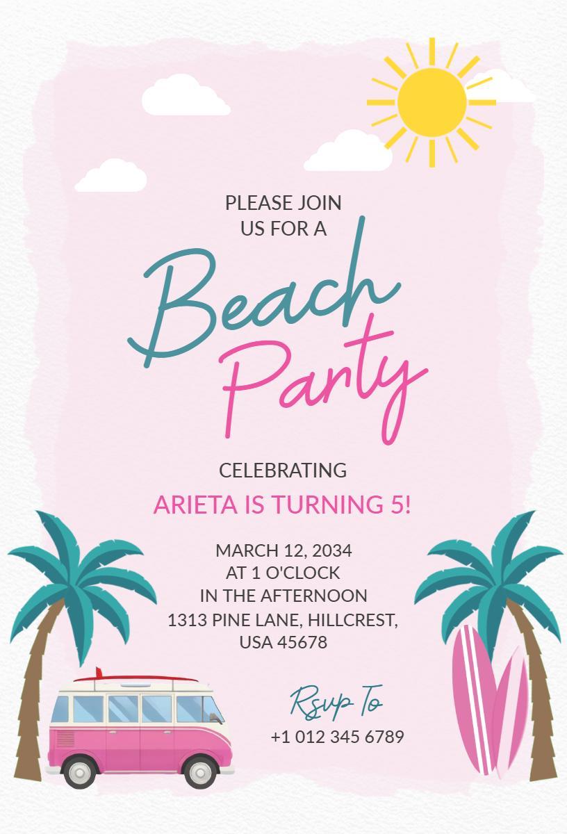 Vibrant Tropical Beach Party Celebration Invitation Template
