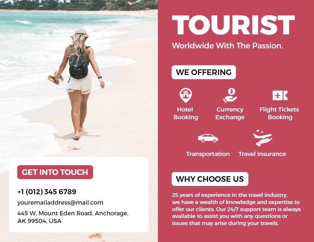 Vibrant Tropical Beach Travel Services Tourist Brochure Template