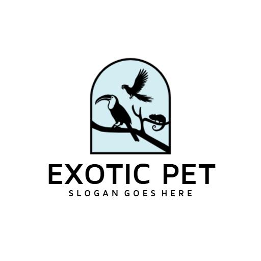 Vibrant Tropical Birds on Branch Highlighting Exotic Pet Logo Template
